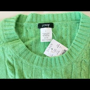 J.crew cable wool crew neck green sweater large